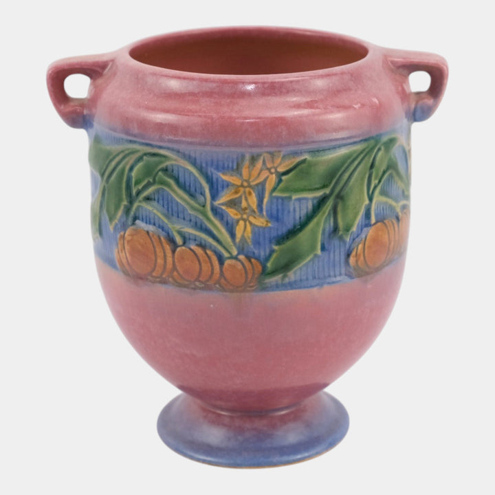 Roseville Baneda Pink 1932 Vintage Arts And Crafts Pottery Ceramic Vase 606-7 - Just Art Pottery