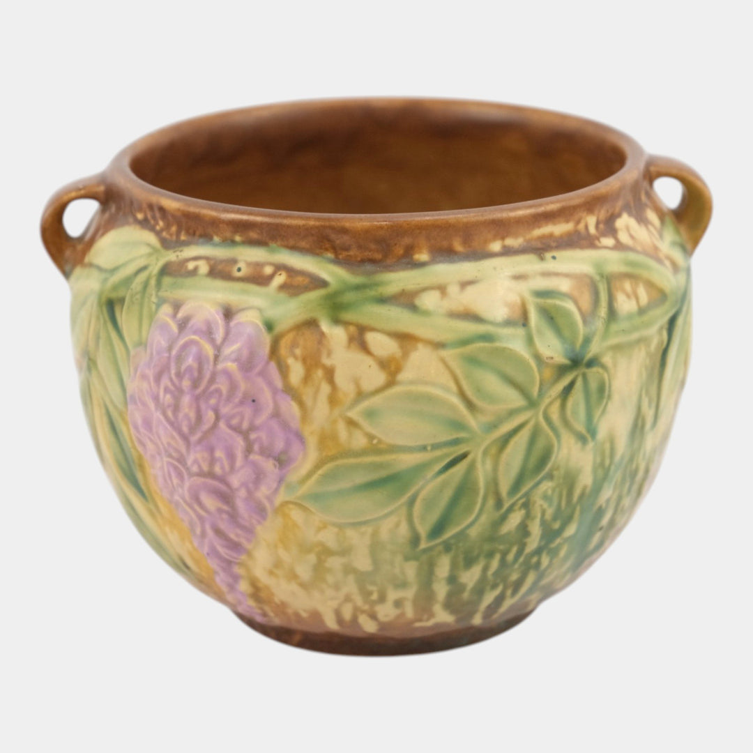 Roseville Wisteria Tan 1933 Vintage Art Pottery Ceramic Jardiniere Planter 628-5 - Just Art Pottery