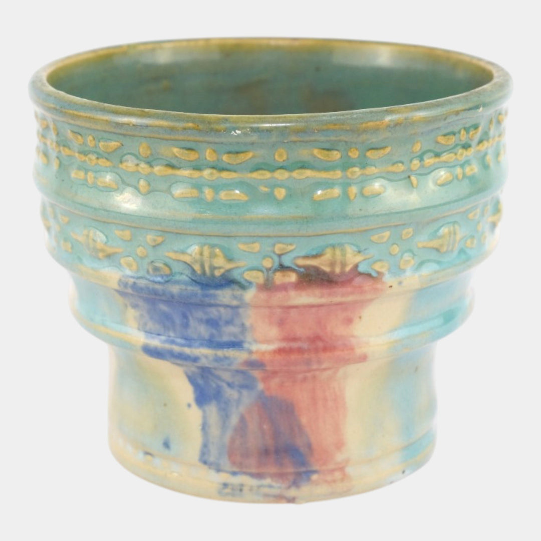 Hull Pottery Early Art Vintage 1920s Blue Stepped Stoneware Jardiniere 536-5 - Just Art Pottery