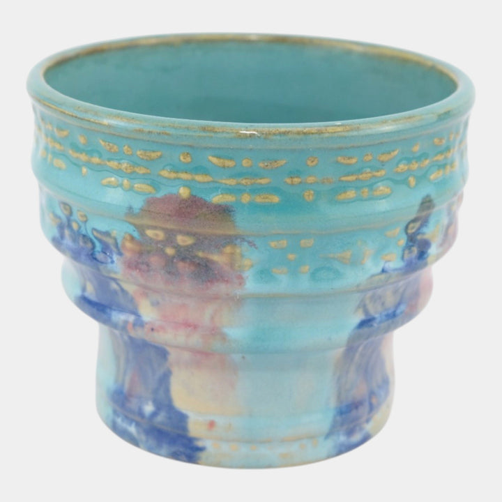 Hull Pottery Early Art Vintage 1920s Blue Stepped Stoneware Jardiniere 536-5 - Just Art Pottery