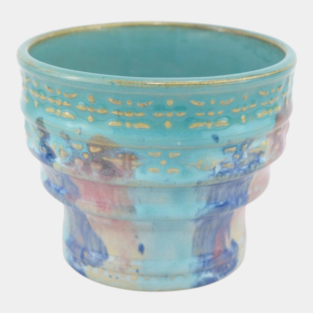 Hull Pottery Early Art Vintage 1920s Blue Stepped Stoneware Jardiniere 536-5 - Just Art Pottery