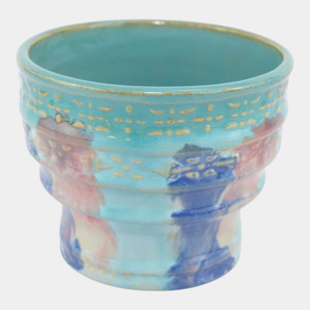 Hull Pottery Early Art Vintage 1920s Blue Stepped Stoneware Jardiniere 536-5 - Just Art Pottery