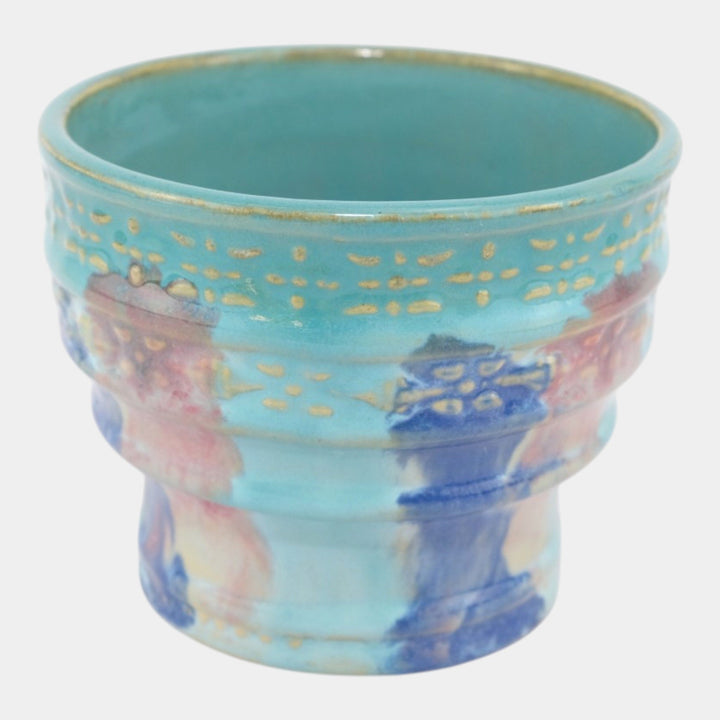 Hull Pottery Early Art Vintage 1920s Blue Stepped Stoneware Jardiniere 536-5 - Just Art Pottery