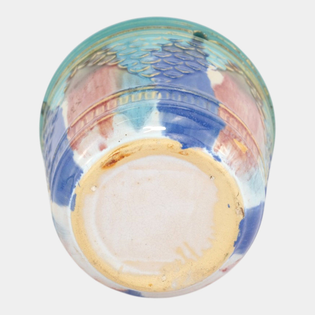 Hull Early Art Vintage Pottery 1920s Stoneware Hanging Basket With Chain - Just Art Pottery