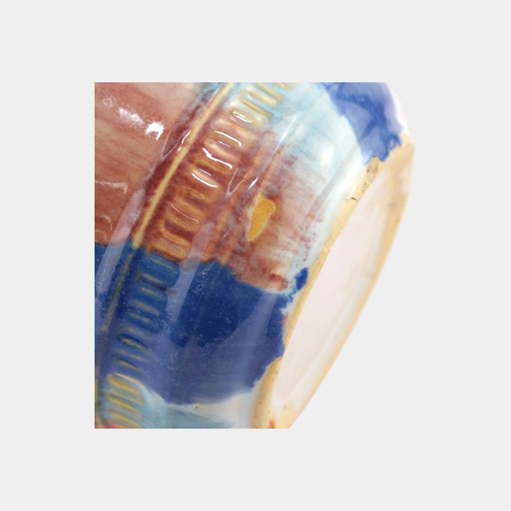 Hull Early Art Vintage Pottery 1920s Stoneware Hanging Basket With Chain - Just Art Pottery