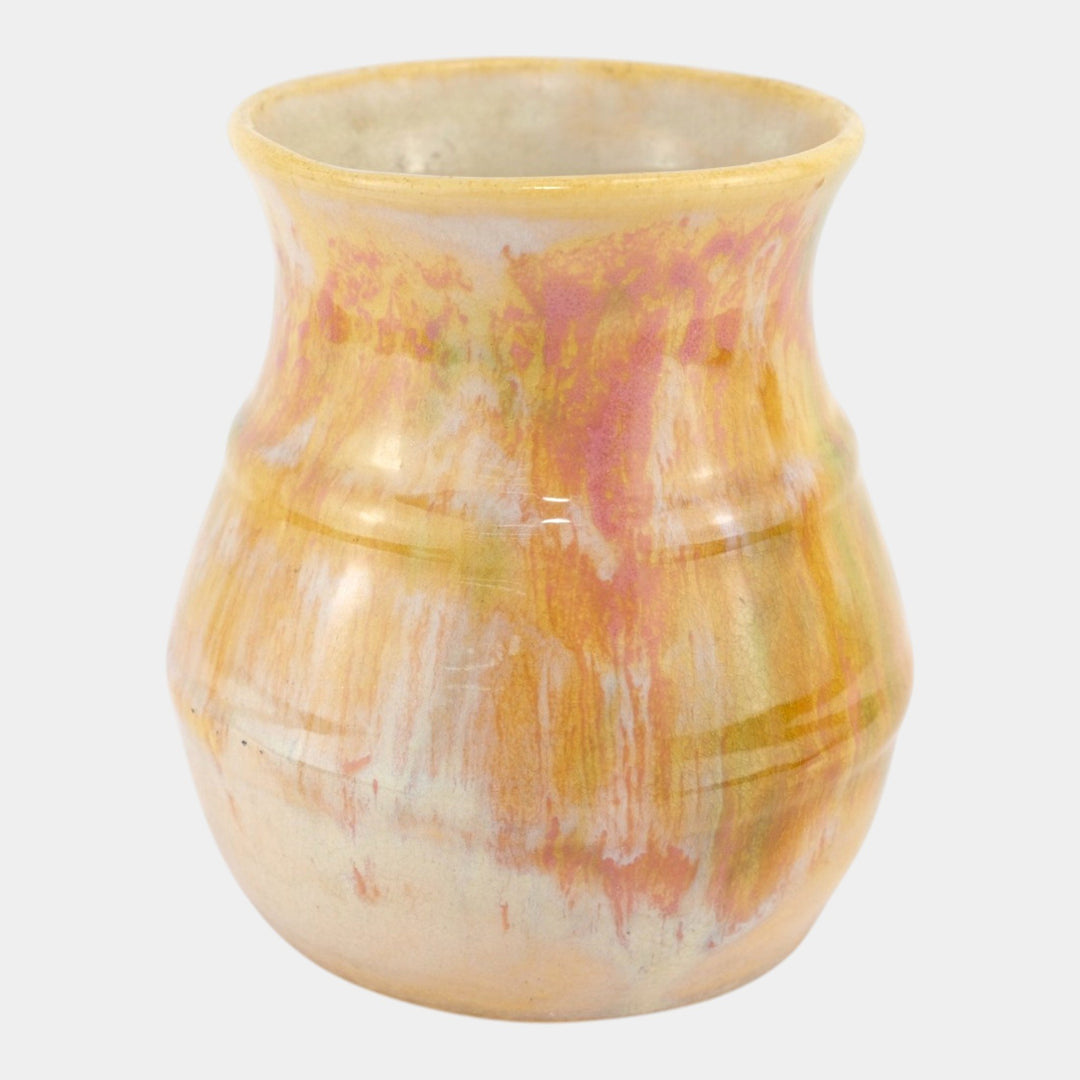 Hull Early Art Stoneware 1920s Vintage Art Pottery Yellow White Ceramic Vase 40 - Just Art Pottery