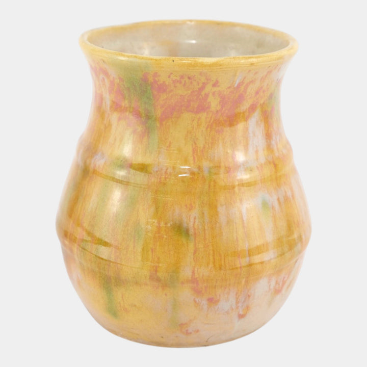 Hull Early Art Stoneware 1920s Vintage Art Pottery Yellow White Ceramic Vase 40 - Just Art Pottery