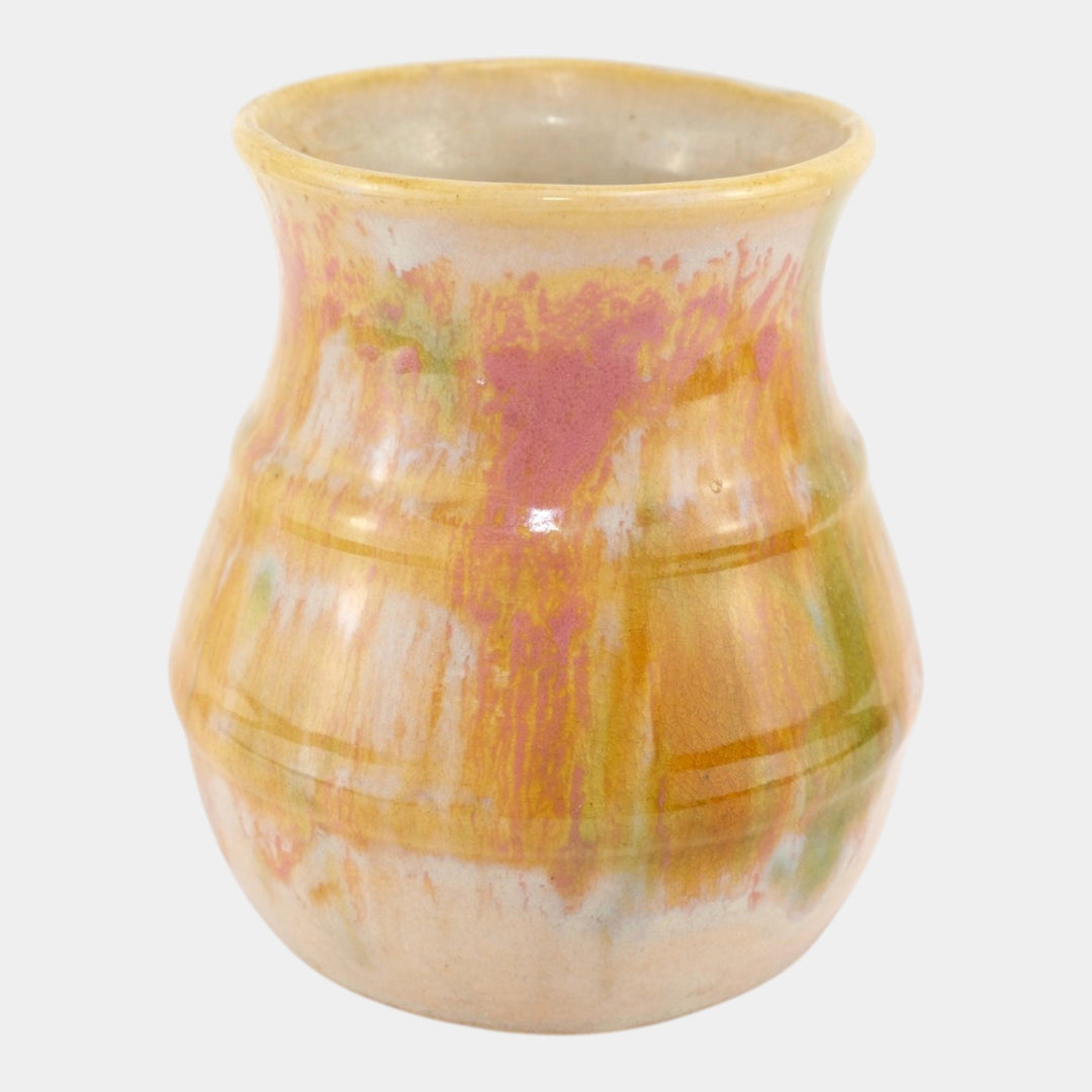 Hull Early Art Stoneware 1920s Vintage Art Pottery Yellow White Ceramic Vase 40 - Just Art Pottery
