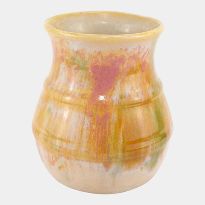 Hull Early Art Stoneware 1920s Vintage Art Pottery Yellow White Ceramic Vase 40 - Just Art Pottery