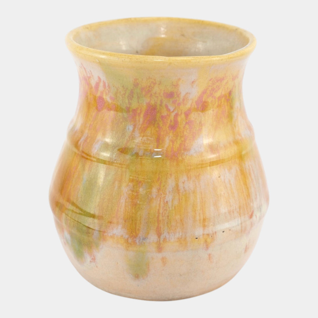 Hull Early Art Stoneware 1920s Vintage Art Pottery Yellow White Ceramic Vase 40 - Just Art Pottery