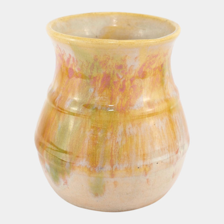 Hull Early Art Stoneware 1920s Vintage Art Pottery Yellow White Ceramic Vase 40 - Just Art Pottery
