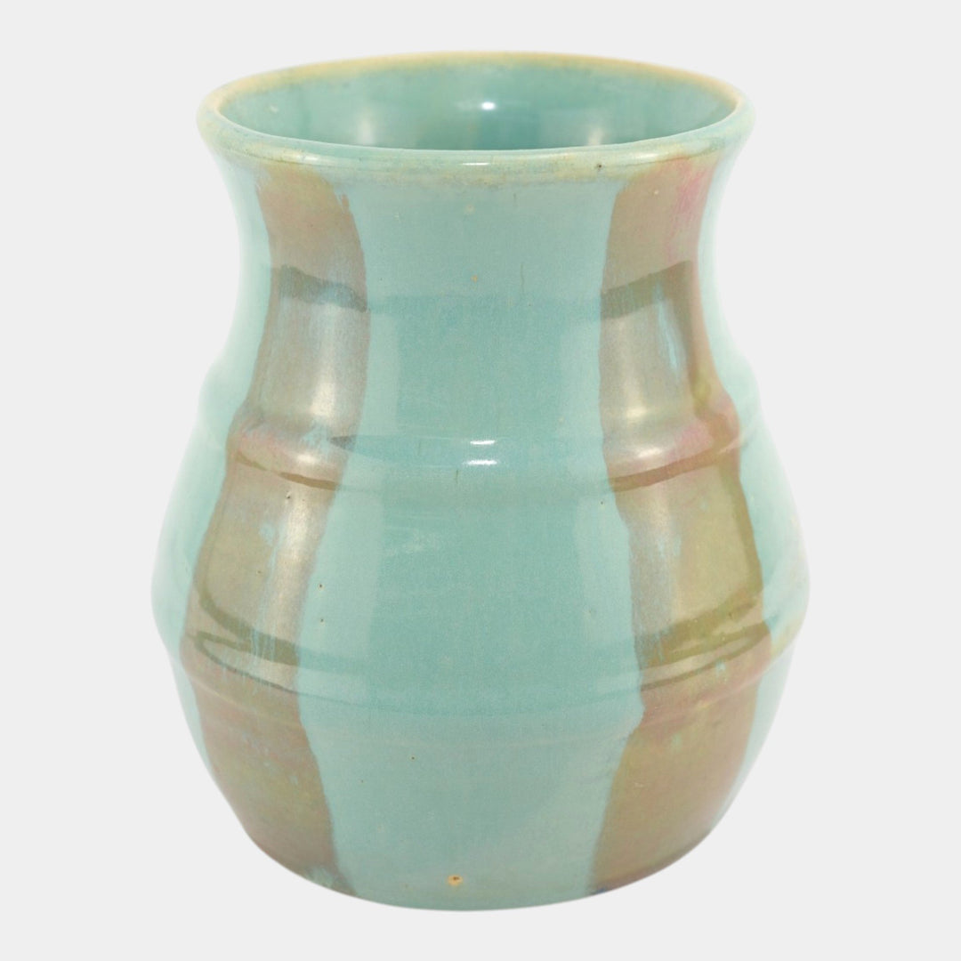 Hull Early Art Stoneware 1920s Vintage Art Pottery Blue And Red Ceramic Vase 40 - Just Art Pottery