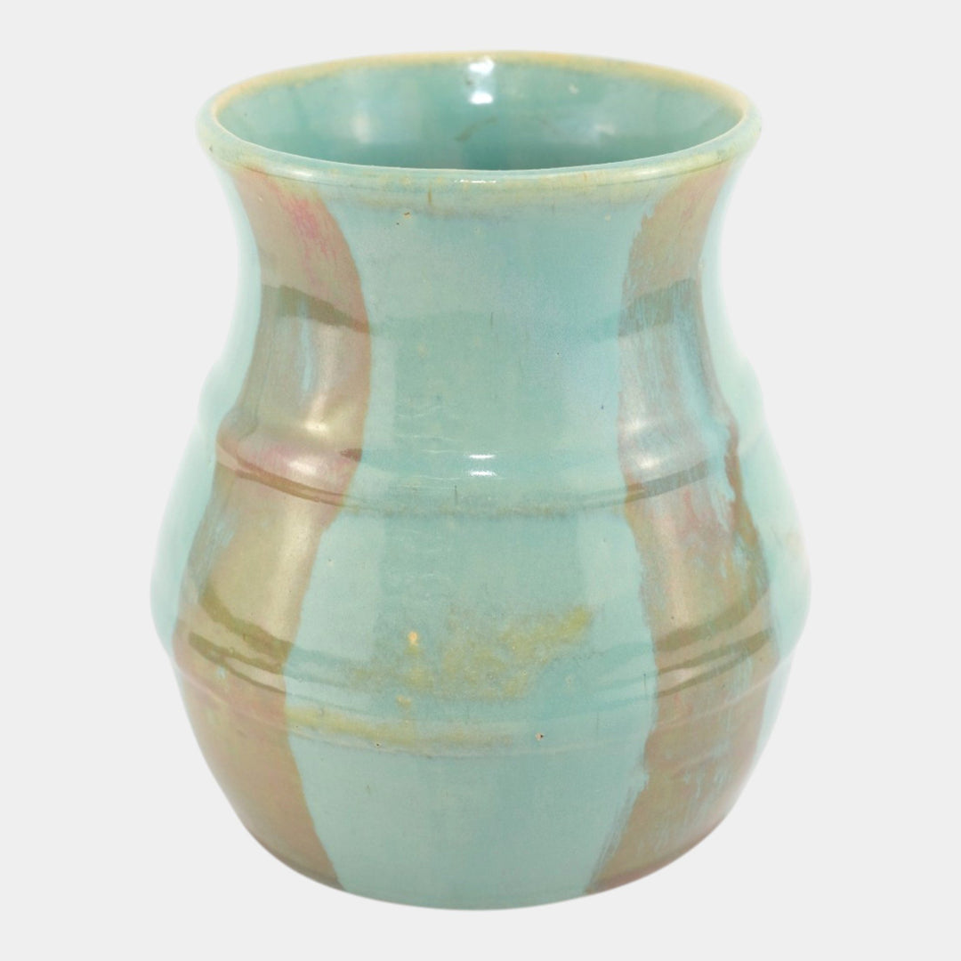 Hull Early Art Stoneware 1920s Vintage Art Pottery Blue And Red Ceramic Vase 40 - Just Art Pottery