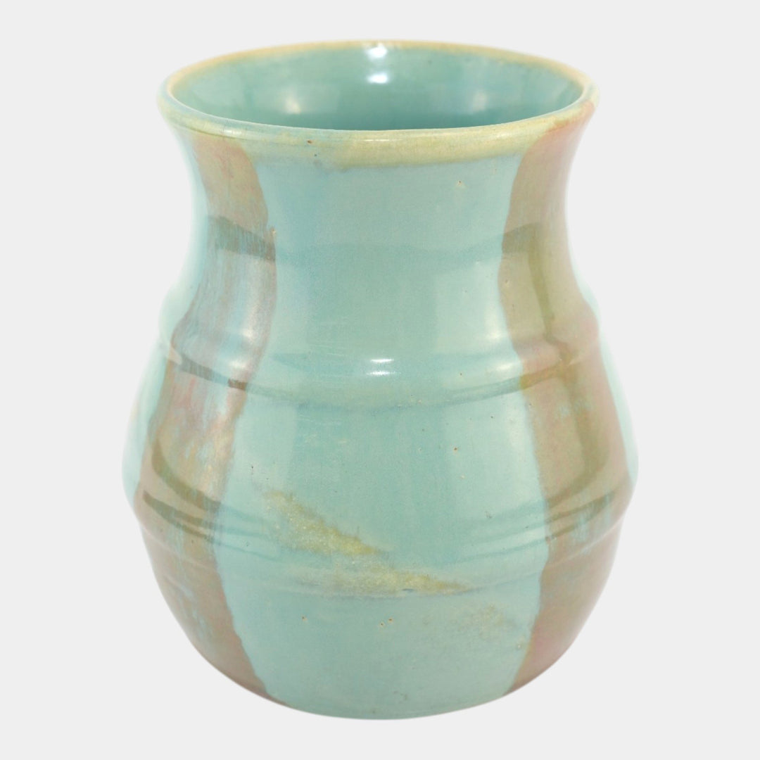 Hull Early Art Stoneware 1920s Vintage Art Pottery Blue And Red Ceramic Vase 40 - Just Art Pottery