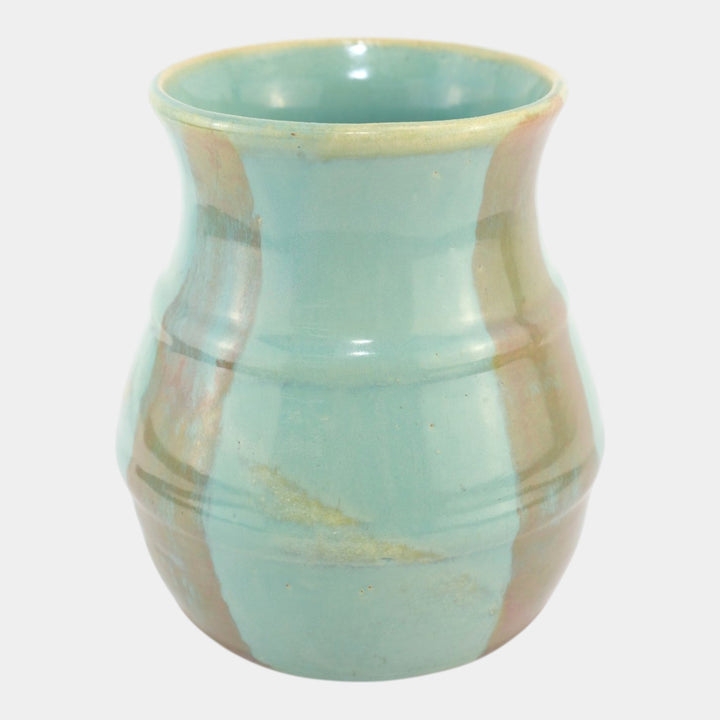 Hull Early Art Stoneware 1920s Vintage Art Pottery Blue And Red Ceramic Vase 40 - Just Art Pottery