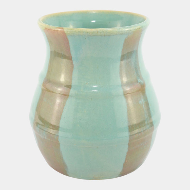 Hull Early Art Stoneware 1920s Vintage Art Pottery Blue And Red Ceramic Vase 40 - Just Art Pottery