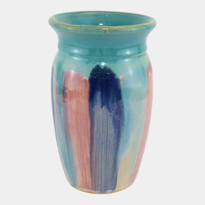Hull Early Art Vintage Pottery 1920s Blue Red Stoneware Vase 32-8 - Just Art Pottery