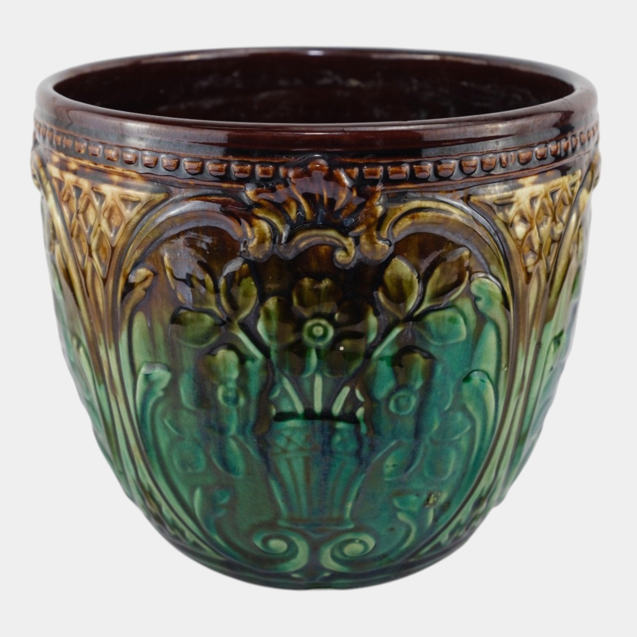 Weller 1900s Art Nouveau Pottery Green Brown Blended Majolica