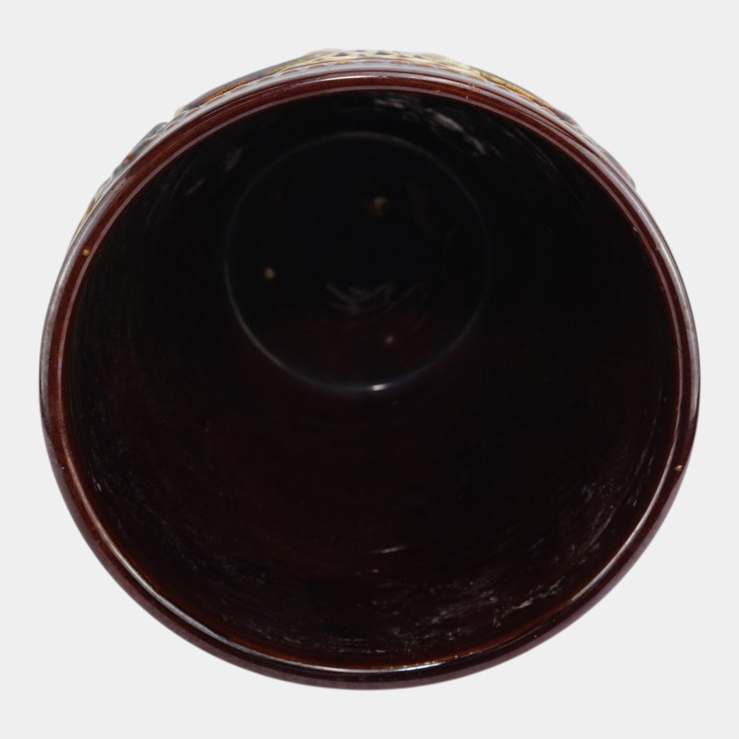 Weller 1900s Art Nouveau Pottery Green Brown Blended Majolica Ceramic Jardiniere - Just Art Pottery