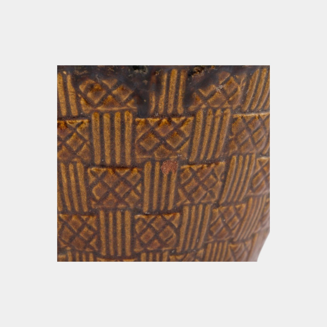 Brush McCoy 1920s Art Pottery Green Brown Blended Majolica Berry Jardiniere - Just Art Pottery