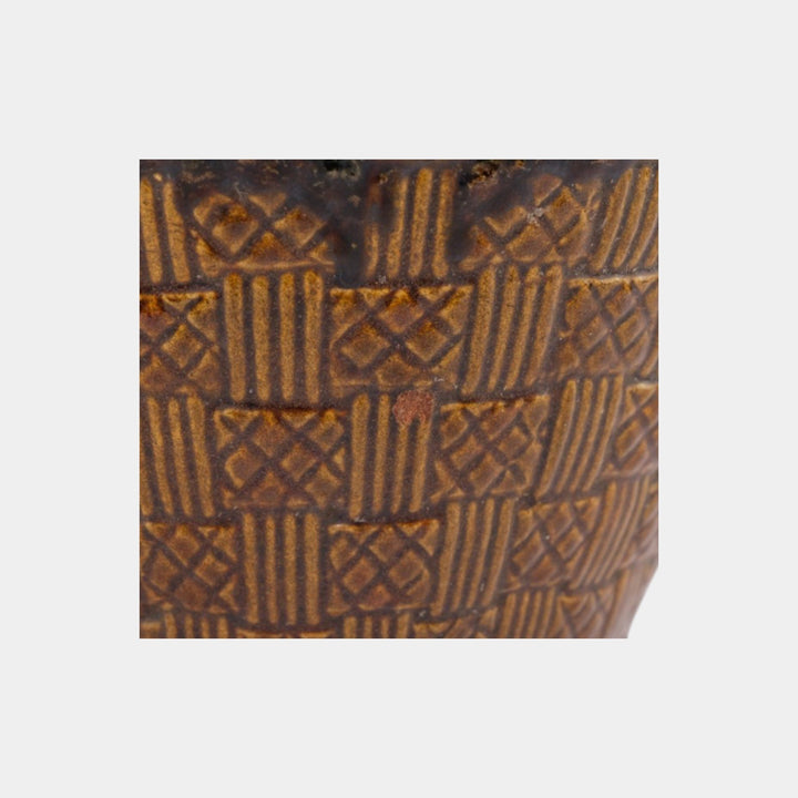 Brush McCoy 1920s Art Pottery Green Brown Blended Majolica Berry Jardiniere - Just Art Pottery