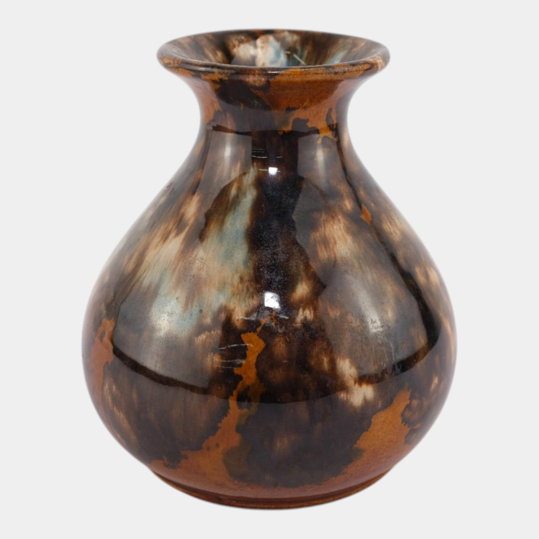 Brush McCoy 1930s Vintage Art Deco Pottery Brown Onyx Blended Ceramic Vase 731 - Just Art Pottery