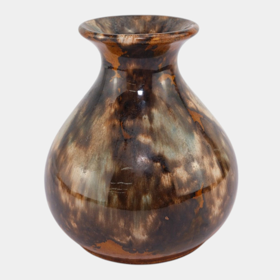 Brush McCoy 1930s Vintage Art Deco Pottery Brown Onyx Blended Ceramic Vase 731 - Just Art Pottery