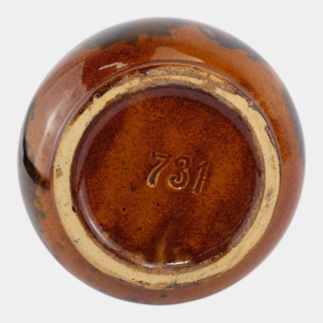 Brush McCoy 1930s Vintage Art Deco Pottery Brown Onyx Blended Ceramic Vase 731 - Just Art Pottery