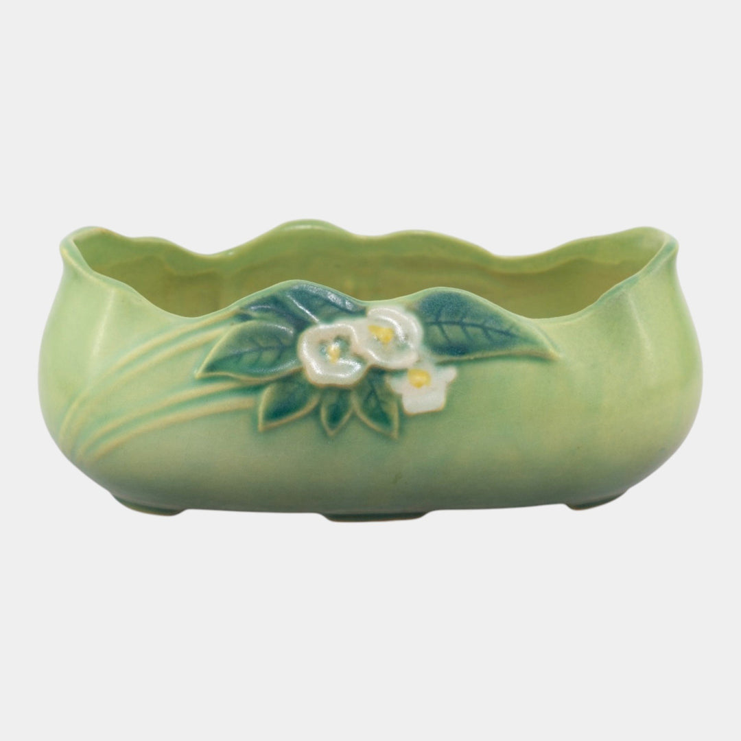 Roseville Mock Orange Green 1950 Mid Century Modern Ceramic Planter 931-8 - Just Art Pottery