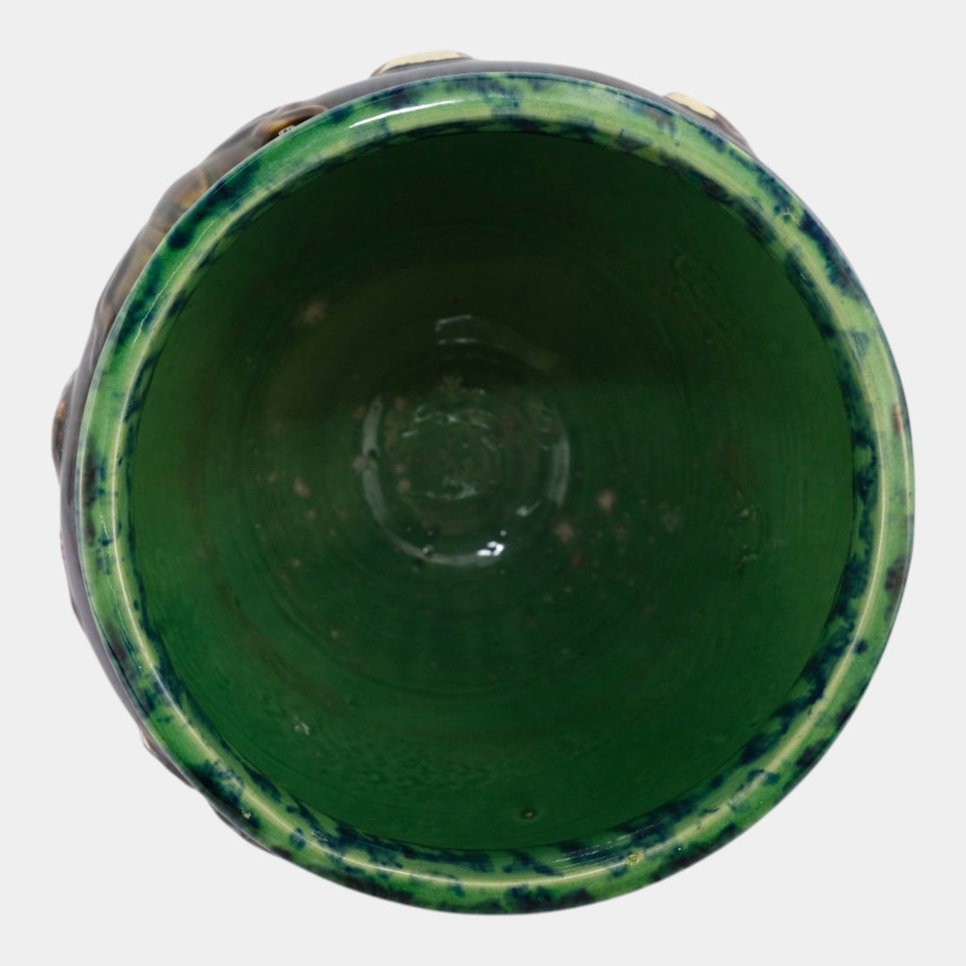 Weller 1900s Art Pottery Majolica Sirens Of The Seas Mermaids Footed Jardiniere - Just Art Pottery