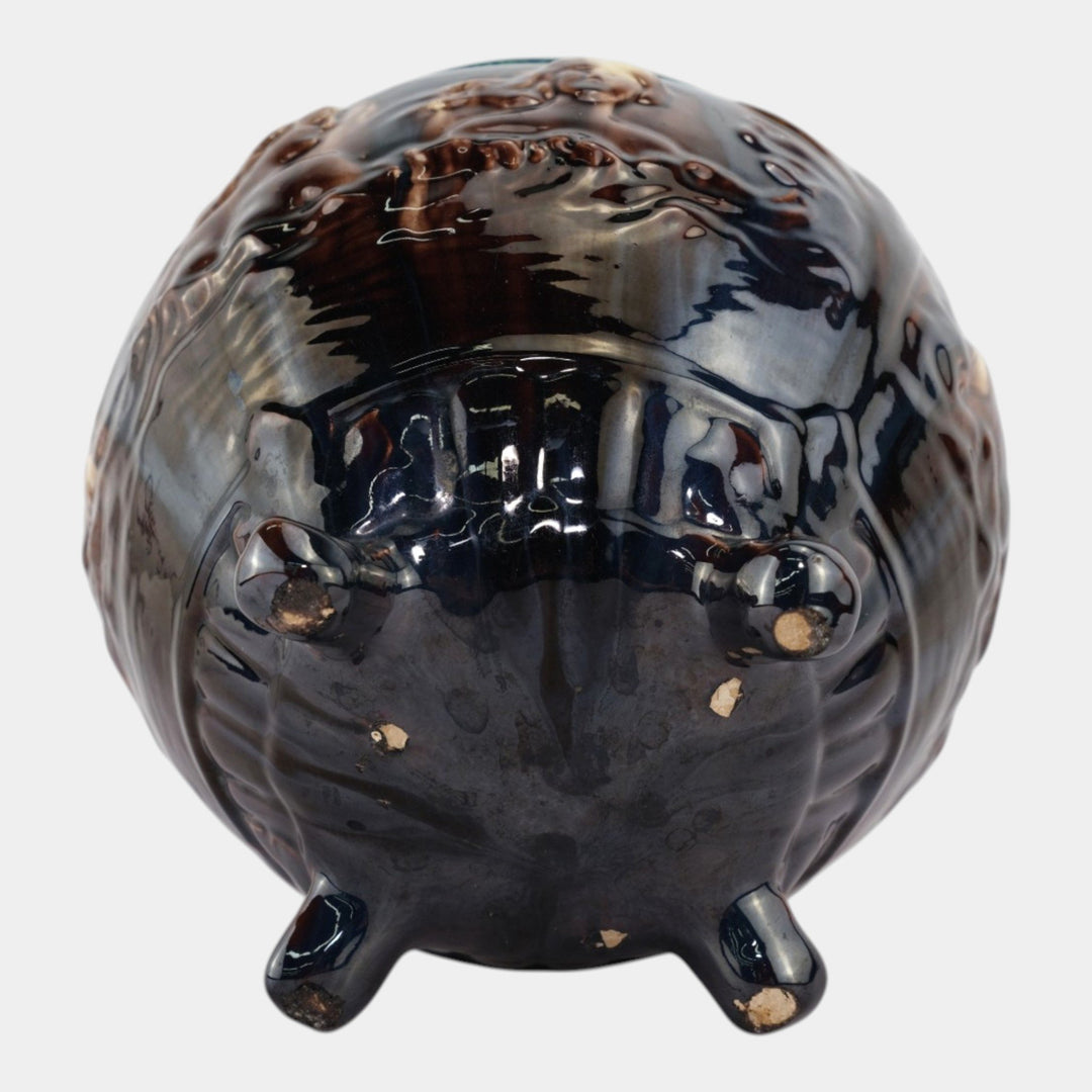 Weller 1900s Art Pottery Majolica Sirens Of The Seas Mermaids Footed Jardiniere - Just Art Pottery