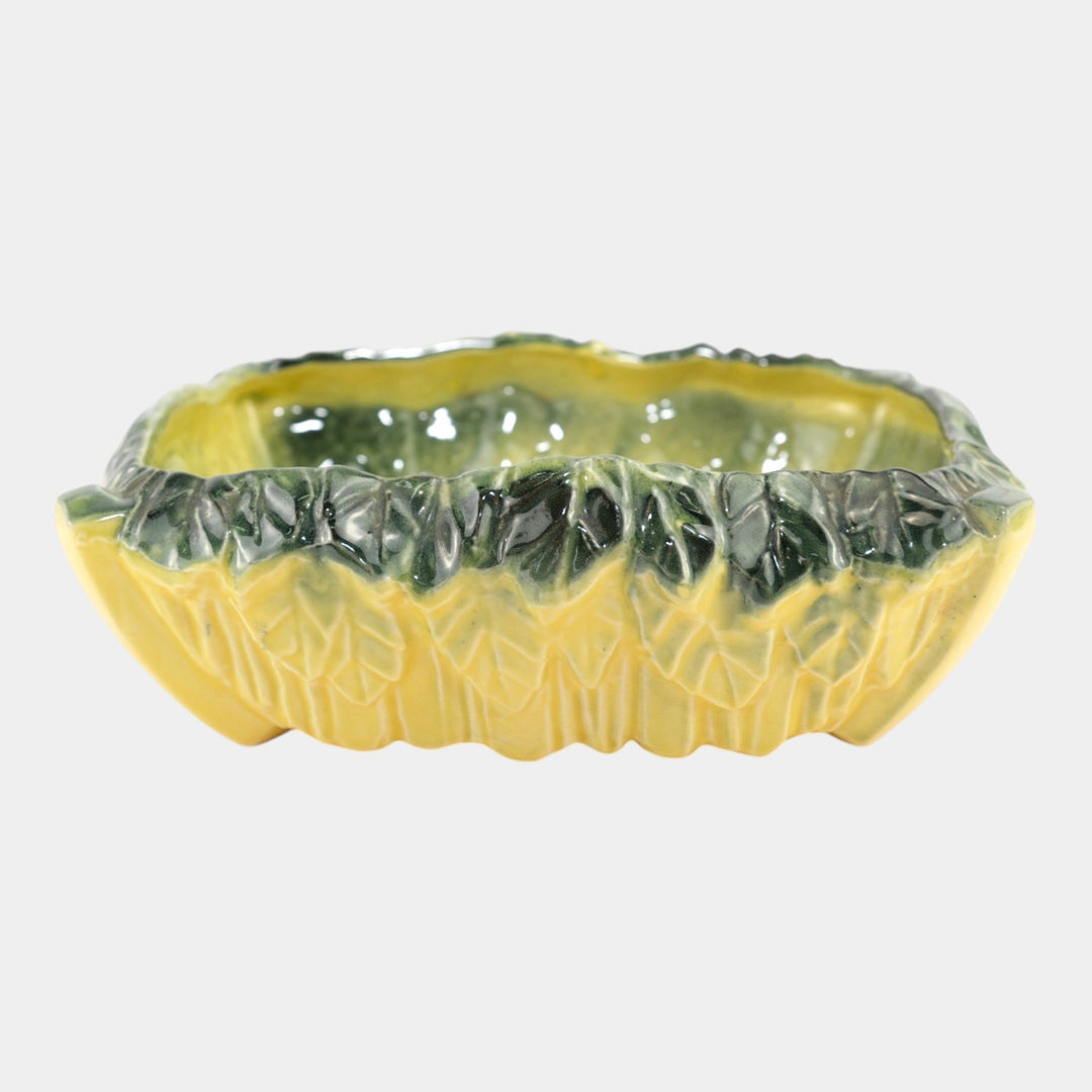 McCoy 1940s Mid Century Modern art Pottery Green Yellow Ceramic Bowl Planter - Just Art Pottery
