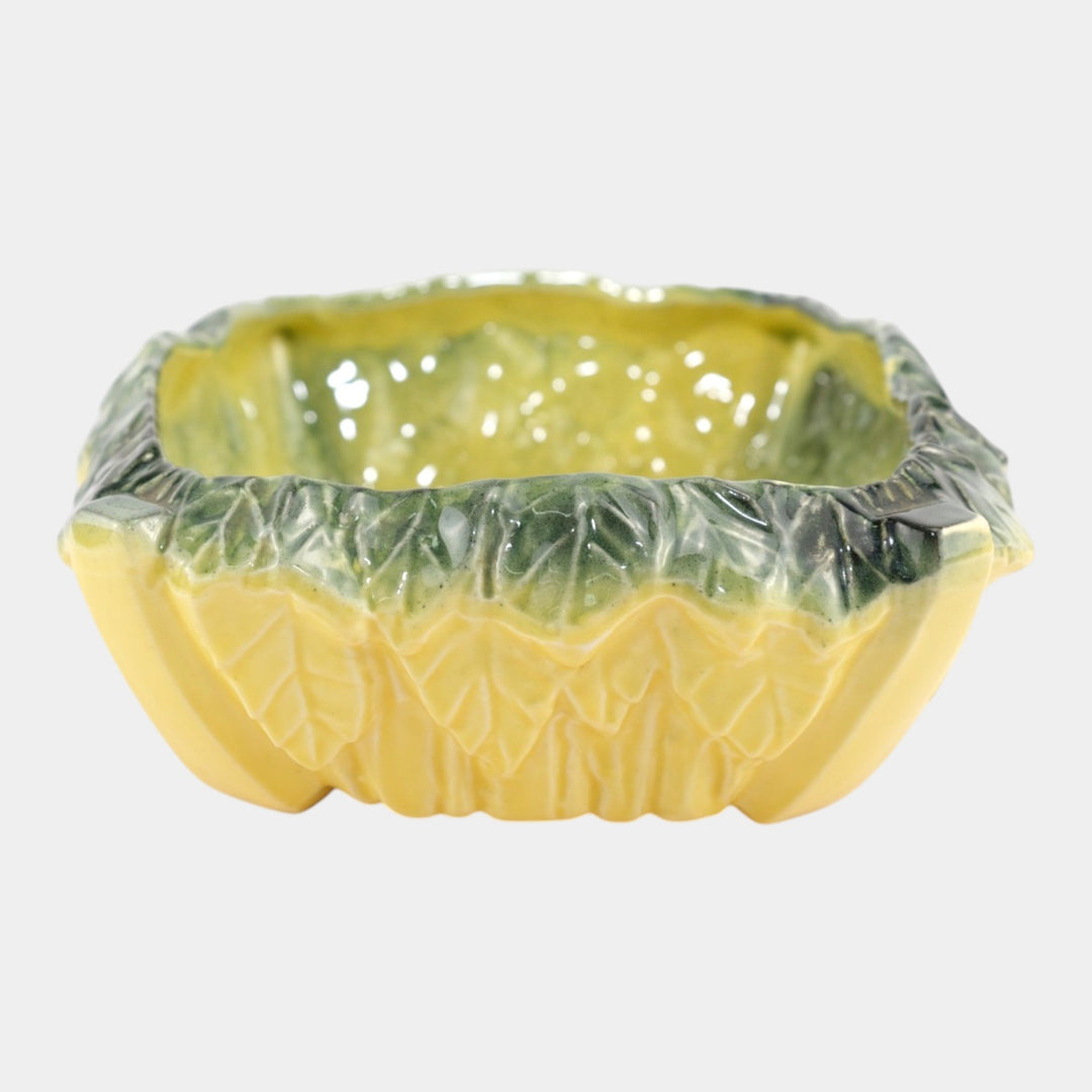 McCoy 1940s Mid Century Modern art Pottery Green Yellow Ceramic Bowl Planter - Just Art Pottery