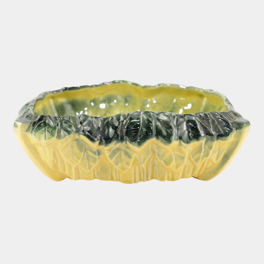McCoy 1940s Mid Century Modern art Pottery Green Yellow Ceramic Bowl Planter - Just Art Pottery