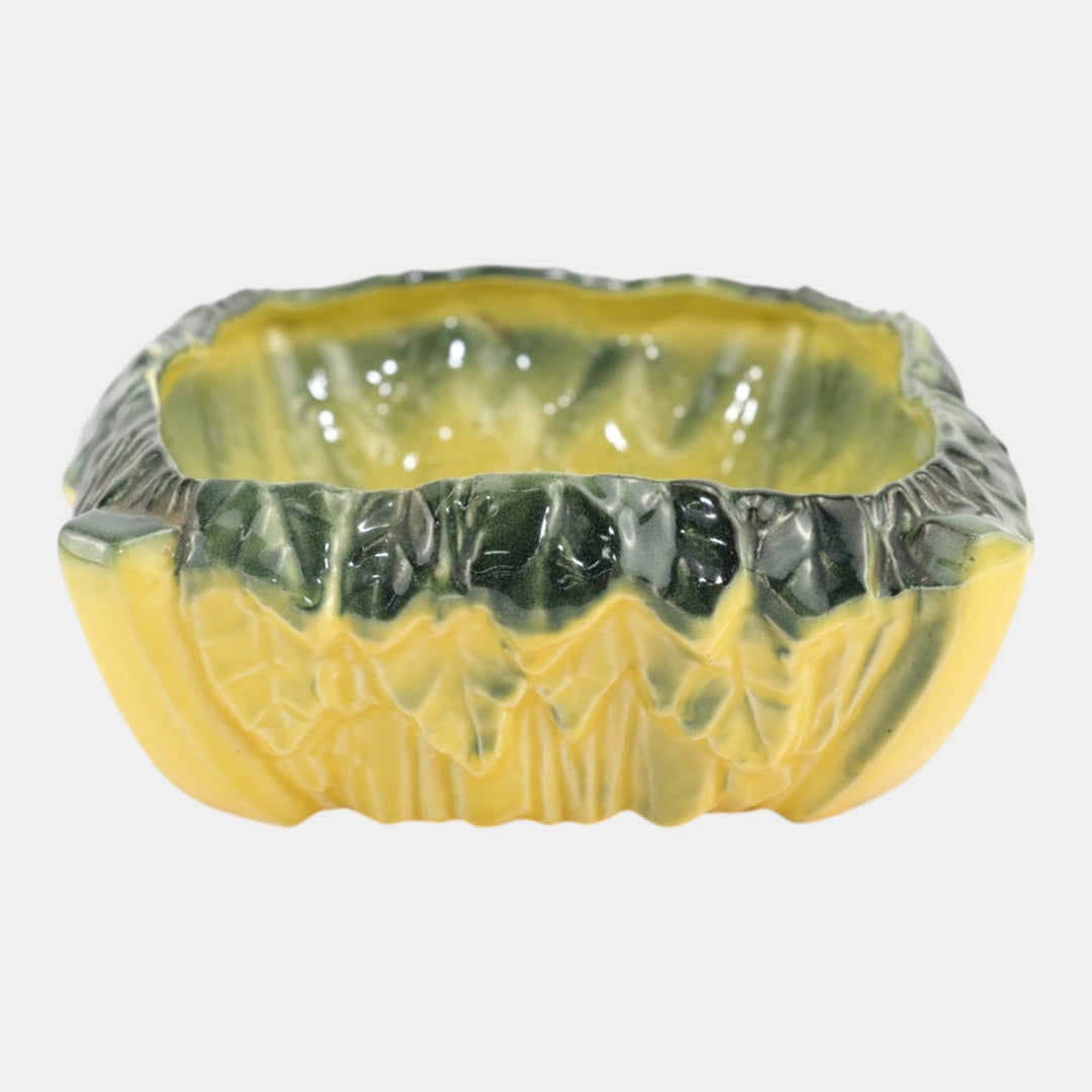 McCoy 1940s Mid Century Modern art Pottery Green Yellow Ceramic Bowl Planter - Just Art Pottery