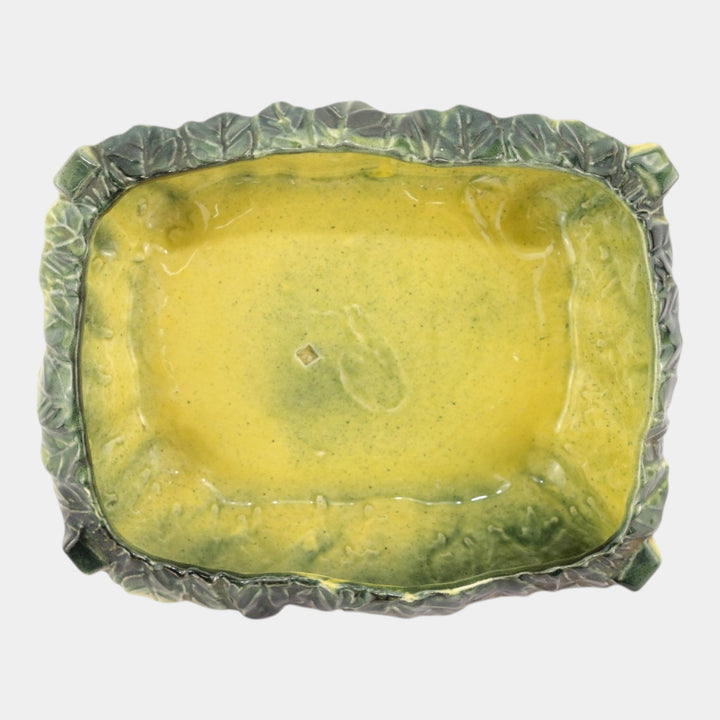 McCoy 1940s Mid Century Modern art Pottery Green Yellow Ceramic Bowl Planter - Just Art Pottery