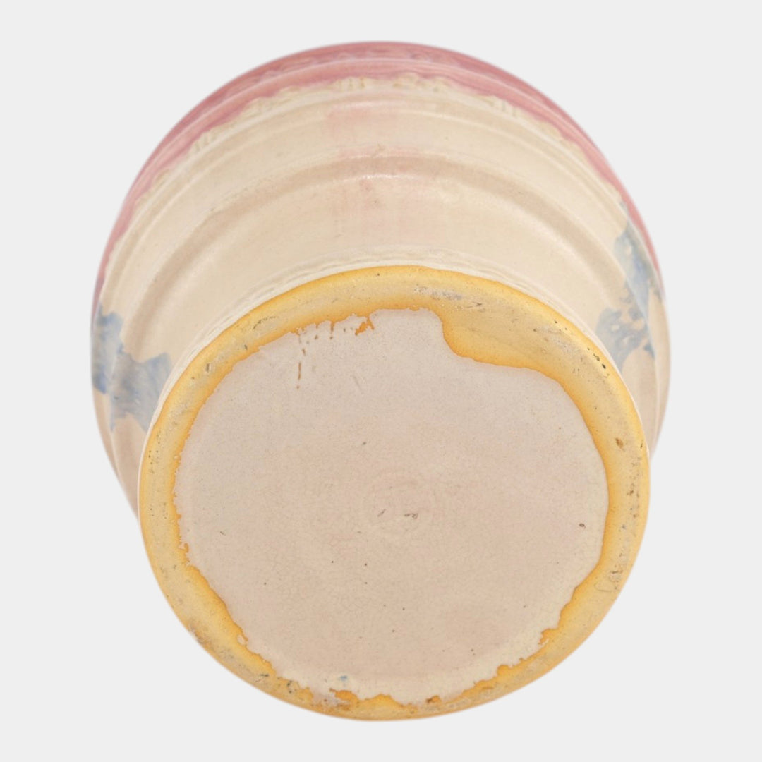 Hull Pottery Early Arts 1920s Stoneware Pastel Pink Large Jardiniere 536-8 - Just Art Pottery
