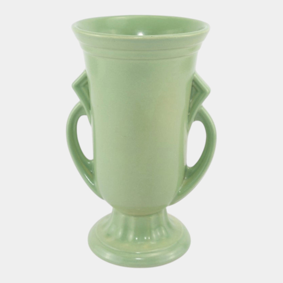 Abingdon Mid Century American Art Deco Pottery Green Ceramic Handled Vase 901 - Just Art Pottery
