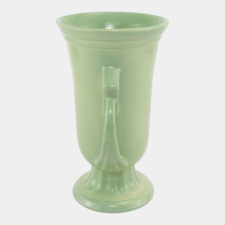 Abingdon Mid Century American Art Deco Pottery Green Ceramic Handled Vase 901 - Just Art Pottery