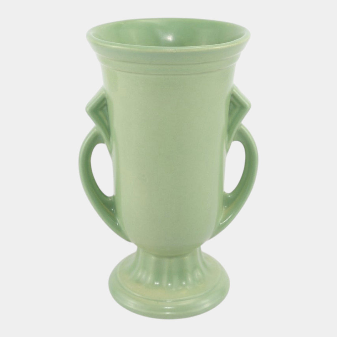 Abingdon Mid Century American Art Deco Pottery Green Ceramic Handled Vase 901 - Just Art Pottery