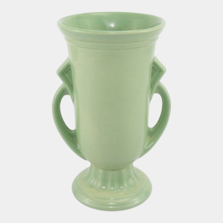 Abingdon Mid Century American Art Deco Pottery Green Ceramic Handled Vase 901 - Just Art Pottery