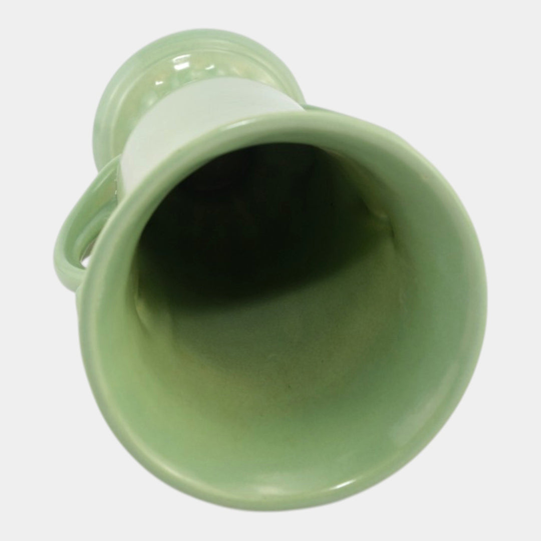 Abingdon Mid Century American Art Deco Pottery Green Ceramic Handled Vase 901 - Just Art Pottery