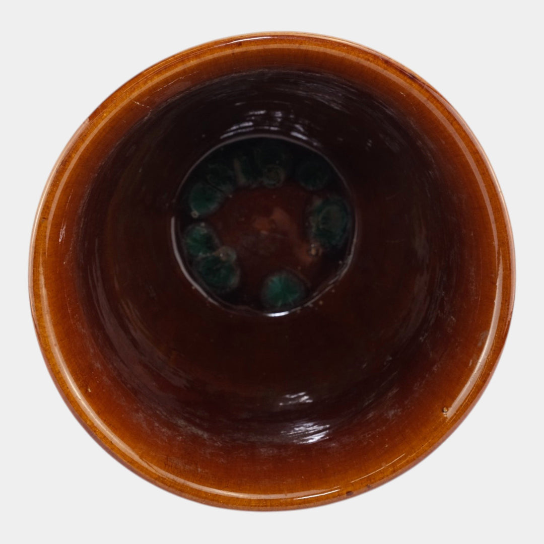 Brush McCoy 1927 Art Pottery Green Brown Blended Majolica Tulip Jardiniere 257 - Just Art Pottery