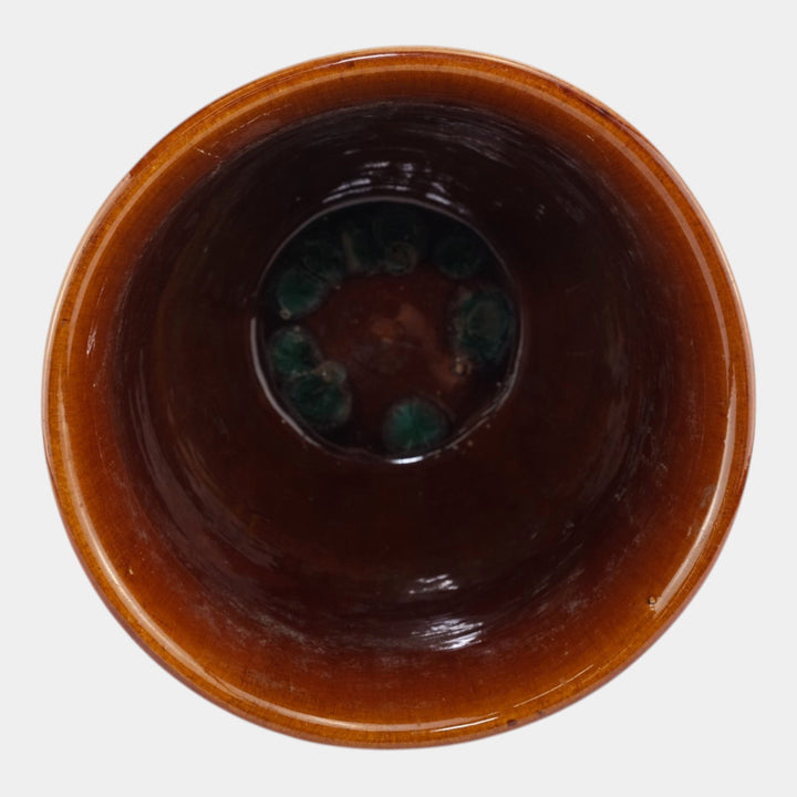 Brush McCoy 1927 Art Pottery Green Brown Blended Majolica Tulip Jardiniere 257 - Just Art Pottery