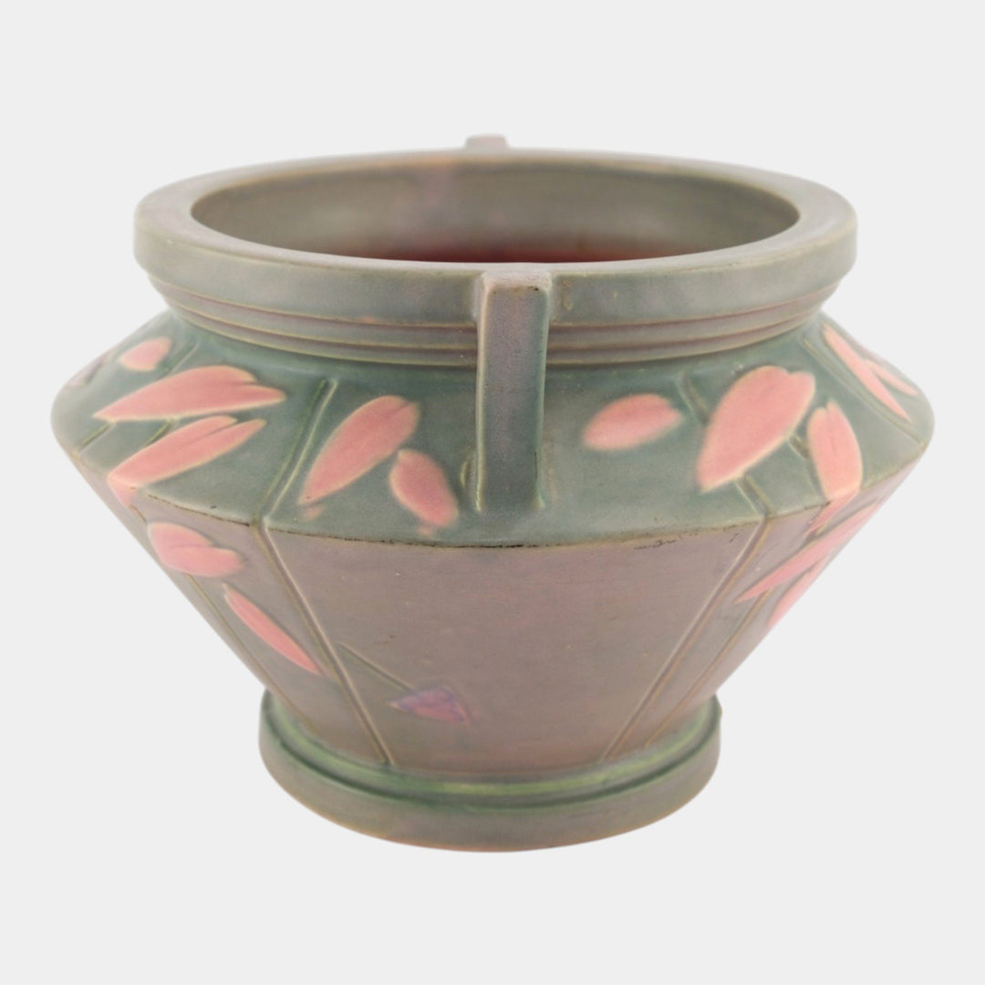 Roseville Futura Gray Pink 1928 Vintage Art Deco Pottery Jardiniere 616-7 - Just Art Pottery