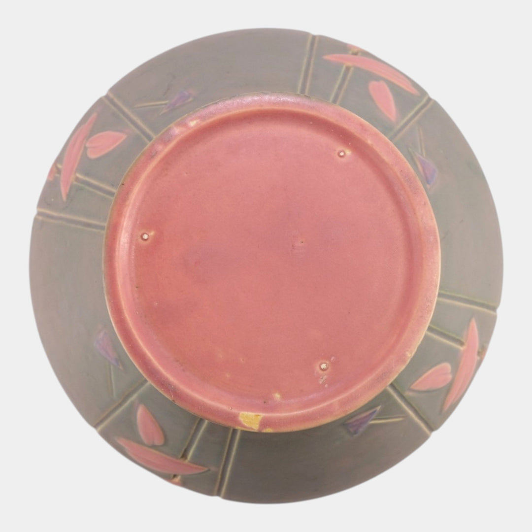 Roseville Futura Gray Pink 1928 Vintage Art Deco Pottery Jardiniere 616-7 - Just Art Pottery