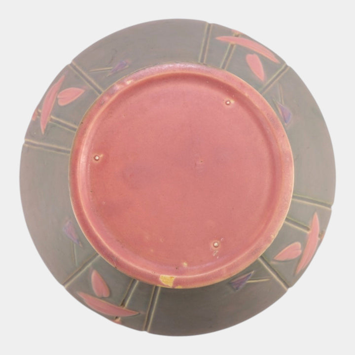 Roseville Futura Gray Pink 1928 Vintage Art Deco Pottery Jardiniere 616-7 - Just Art Pottery