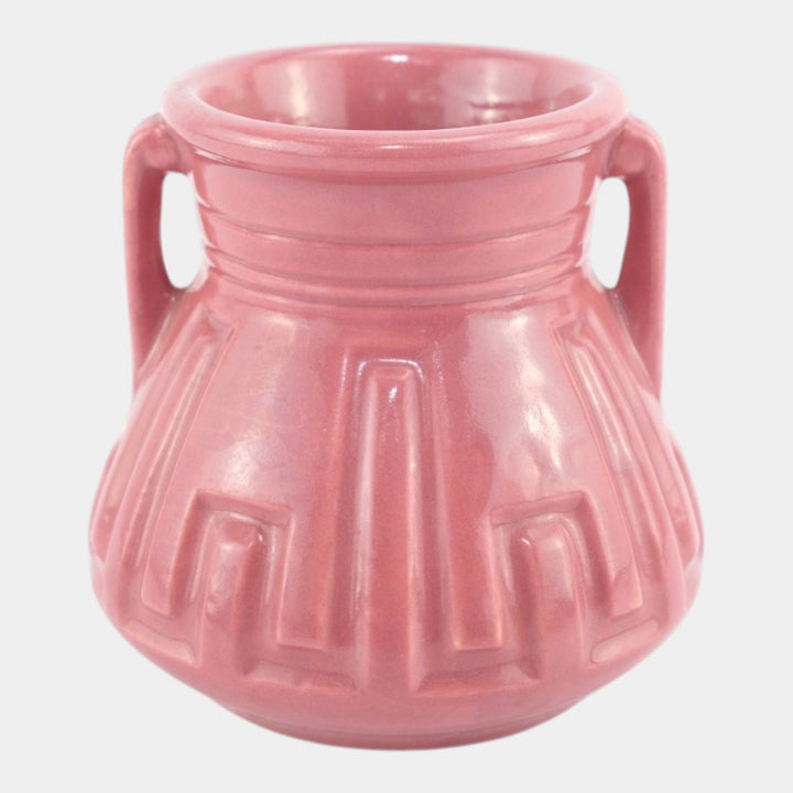 Roseville Solid Colors Rose Pink 1917 Art Deco Pottery Ceramic Flower Vase 607-4 - Just Art Pottery