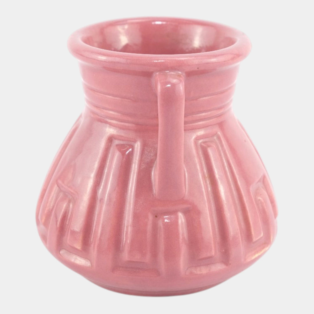 Roseville Solid Colors Rose Pink 1917 Art Deco Pottery Ceramic Flower Vase 607-4 - Just Art Pottery