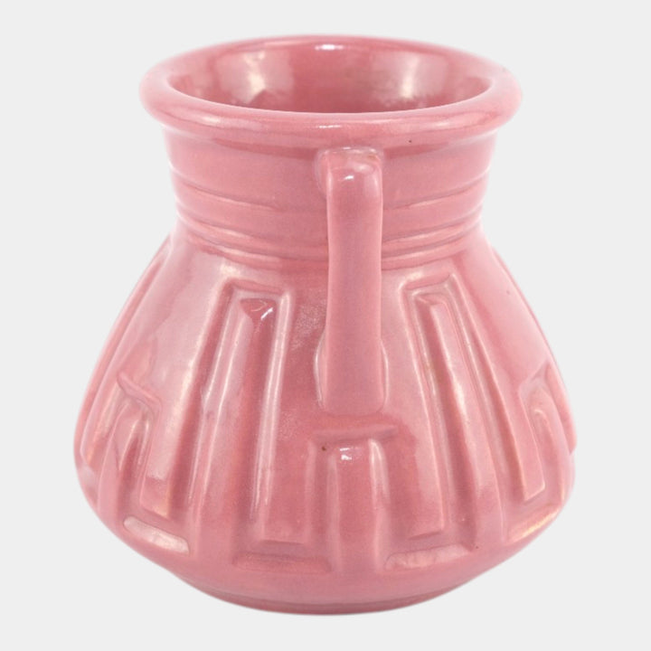 Roseville Solid Colors Rose Pink 1917 Art Deco Pottery Ceramic Flower Vase 607-4 - Just Art Pottery